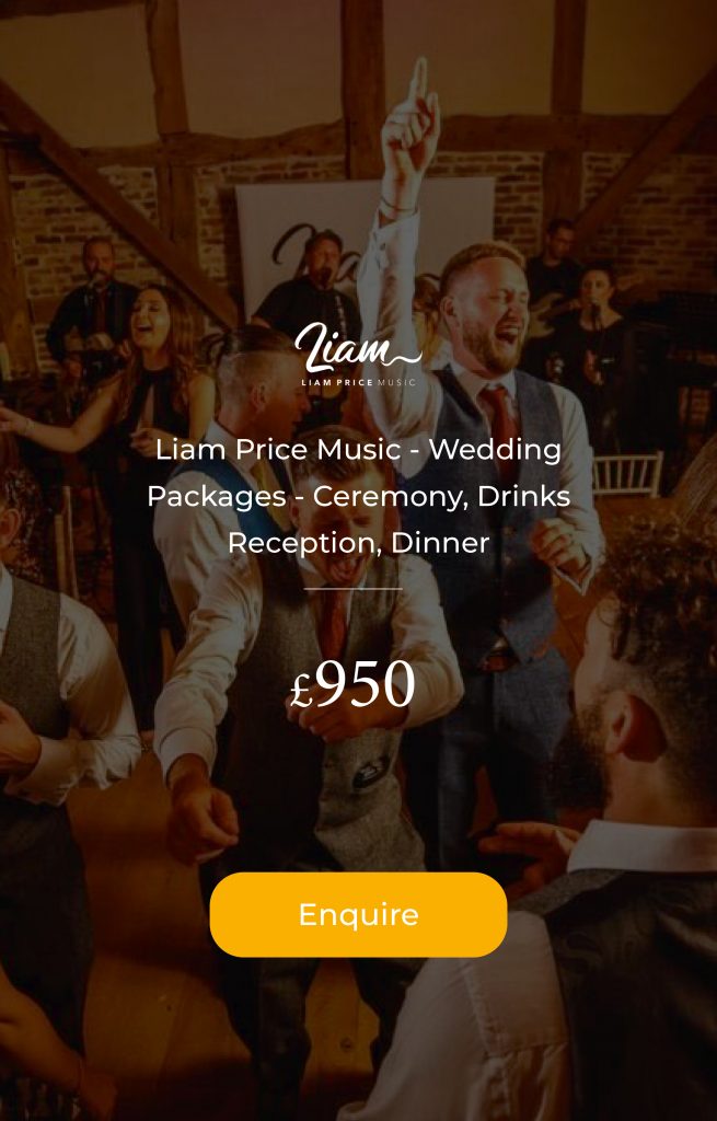 Liam Price Music - Wedding Packages - Ceremony, Drinks Reception, Dinner 